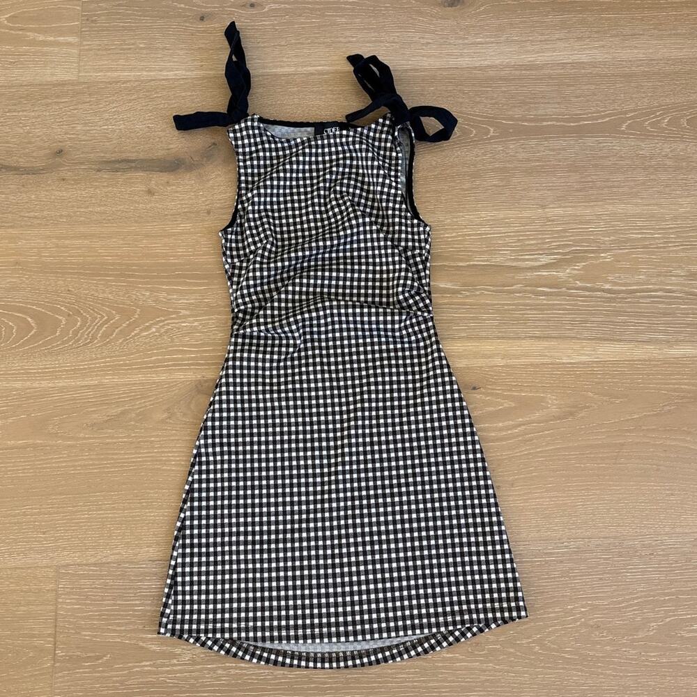Cider Mini Dress Gingham Size XXS Black White